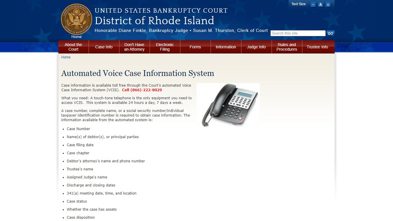 Automated Voice Case Information System - United States Courts