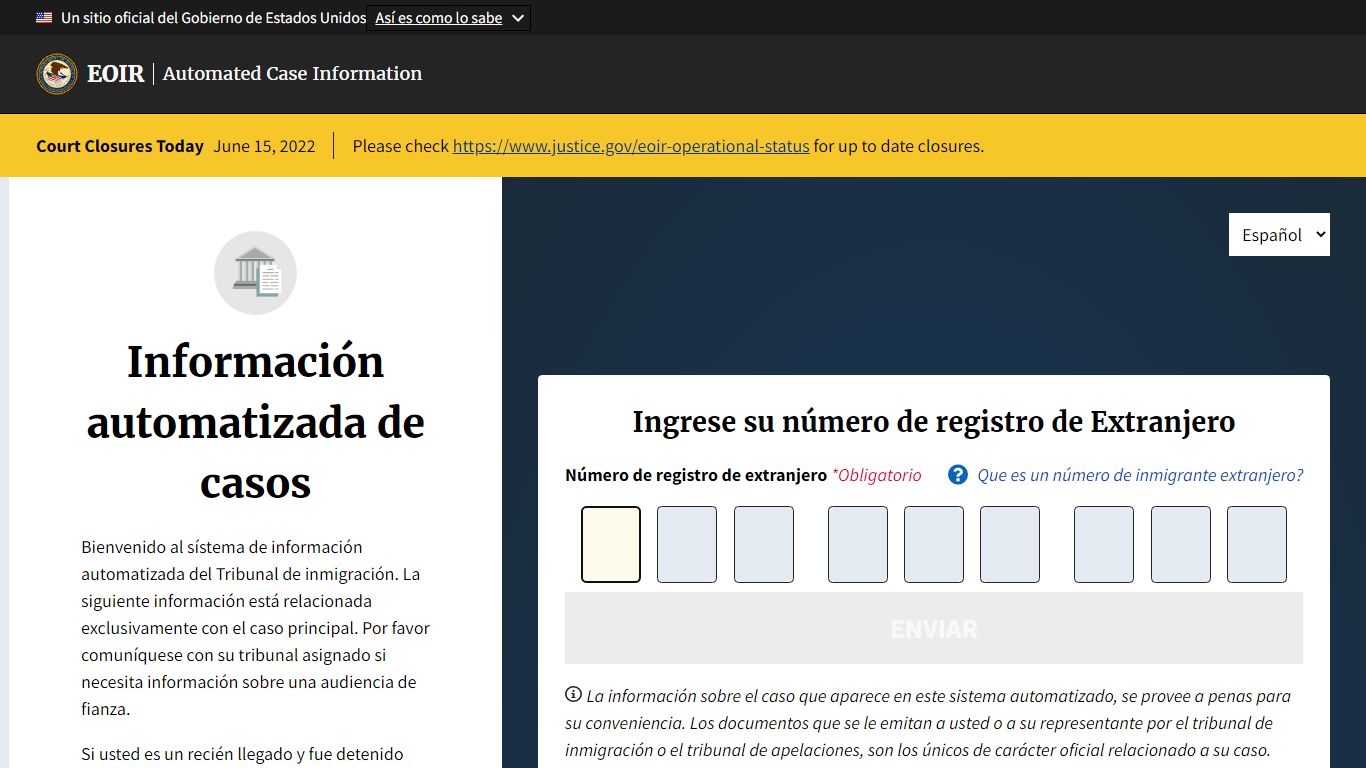 Información automatizada de casos - United States Department of Justice